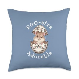 Egg-stra Adorable – Cute Baby Hamster Happy Easter Egg Throw Pillow