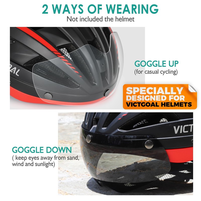Victgoal Bike Helmet Goggles Visor Strong Magnetic Eye Shield (Photochromic)