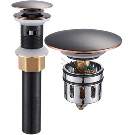 REGALMIX Vessel Sink Drain,Bathroom Pop-up Drain With Detachable Basket Stopper, Anti-Explosion And Anti-Clogging Drain Strainer, Sink Drain Assembly With Overflow Oil Rubbed Bronze, RWF083K