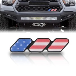 TimNas 1 Pack Tri-Color Grille Badge Accessories, Car Truck Slotted Grille Emblem Insert Decoration, Compatible with Tacoma 4Runner Tundra Sequoia Rav4 Highlander (American Flag Red)