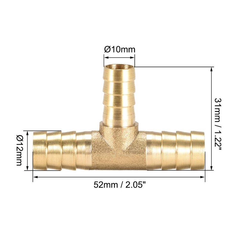 sourcing map Hose Reducer Barb Connection T 3-Way Connector 12