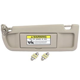 SCITOO Warm Grey Left Driver Side Sun Visor Compatible for Honda Civic 2006-2011, Car Sun Visor Without Sunroof with Two Lights Replacement 83280-SNA-A01ZE