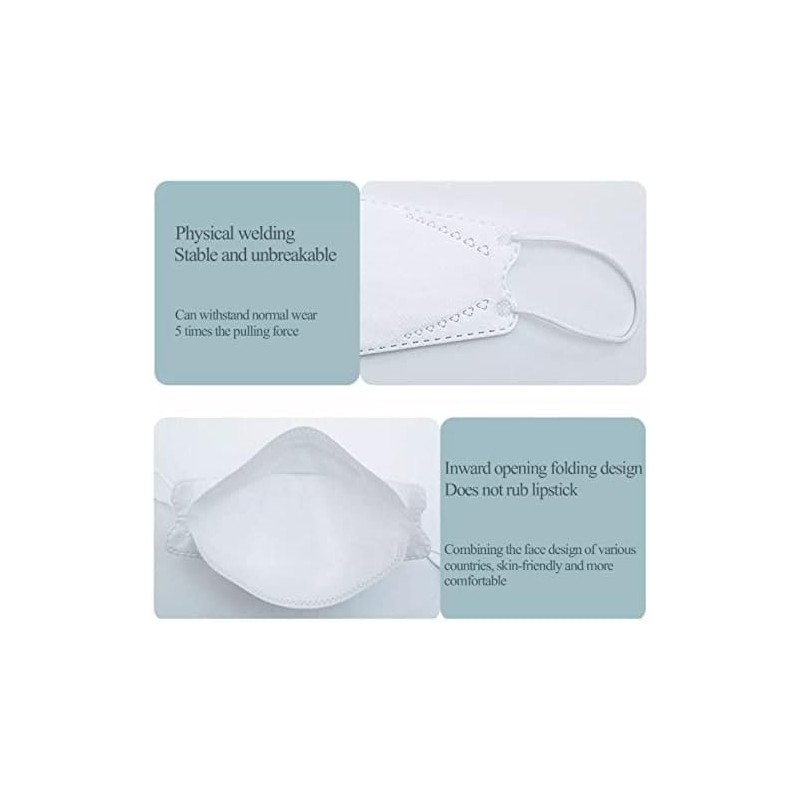 KF94 Face Mask, 4-Layer Protection, Large Size, White, 30 Pack,