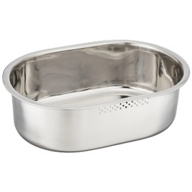 Pearl Metal Slim Oval Shaped Tub, 13.4 x 9.1 inches (34 x 23 cm), Stainless Steel, At Aqua HB-4147, Silver