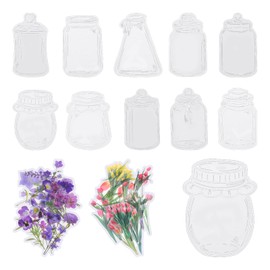 PATIKIL Transparent Dried Flower Bookmarks, 120 Pack Handmade Dried Flower Craft Bookmarks Wishing Bottle Glassware Sticker for DIY Flower Page Clips Bookmark, Style 31