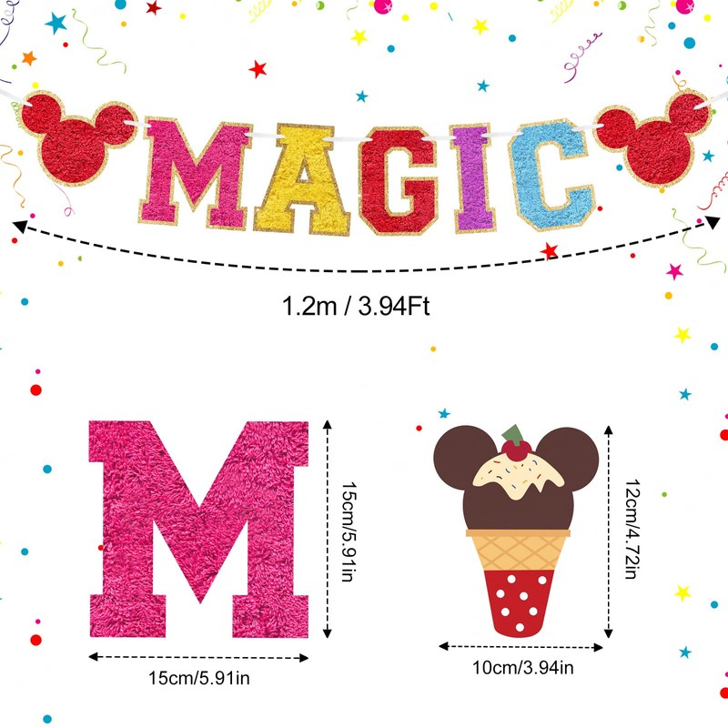 WooEver 22 Pcs Mouse Head Theme Banner Magic Mouse Birthday