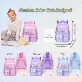 VIDOSCLA Kawaii Kids Girls Backpack Elementary Students BookBag School Bag