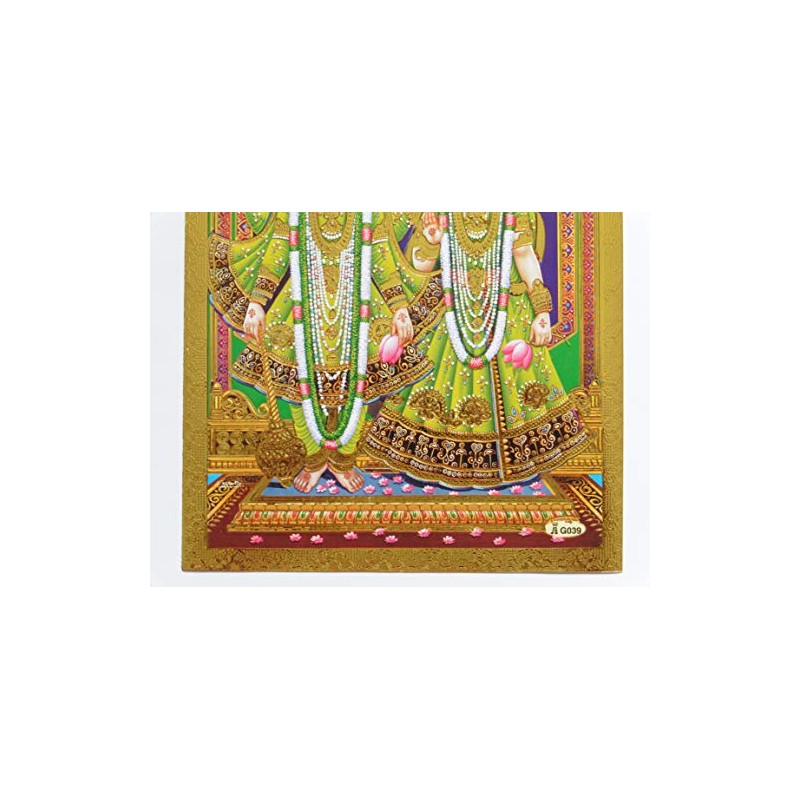 Hindu God Lord Radha Krishna Gold Foil Embossed Shrine Picture