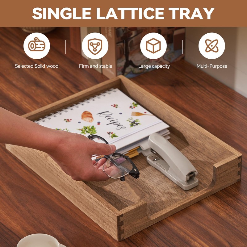 Kirigen Wood Letter-Size Tray Single-Tier(TP-DBR)- Wooden Tones Collection Front-Load Documents