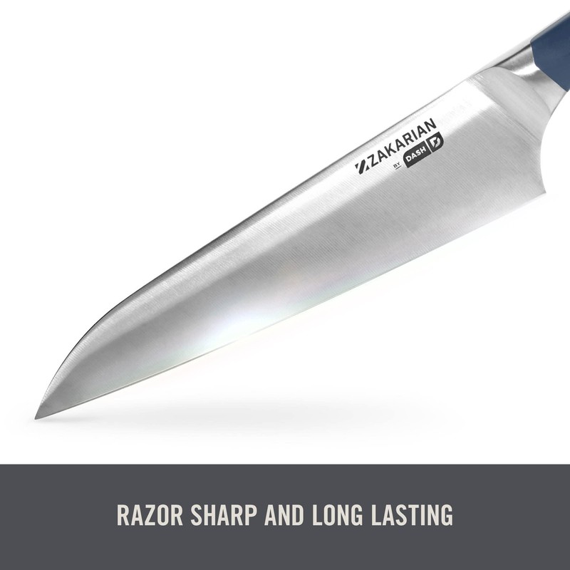 DASH Zakarian 6-Piece Steak Knife Set, Non-Serrated Full Tang German