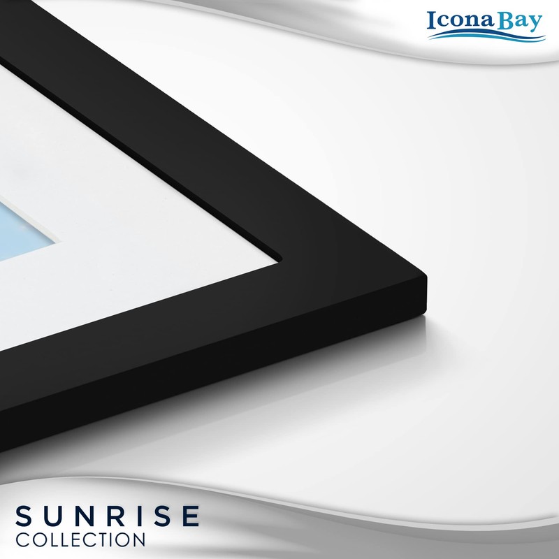 Icona Bay - 8x10 Mat to 5x7 Black Picture Frame