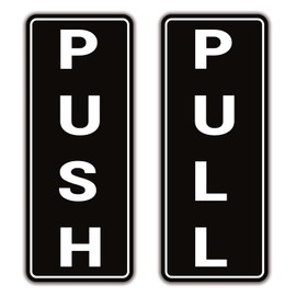 RAMIEYOO Push Pull Sticker Sign,6 Pack Push Pull Signs for Glass Doors and Other Side Doors,Pull Push Decal Self-Adhesive,Black/White Vinyl Stickers for Doors in Business, Stores, Cafes, Shops