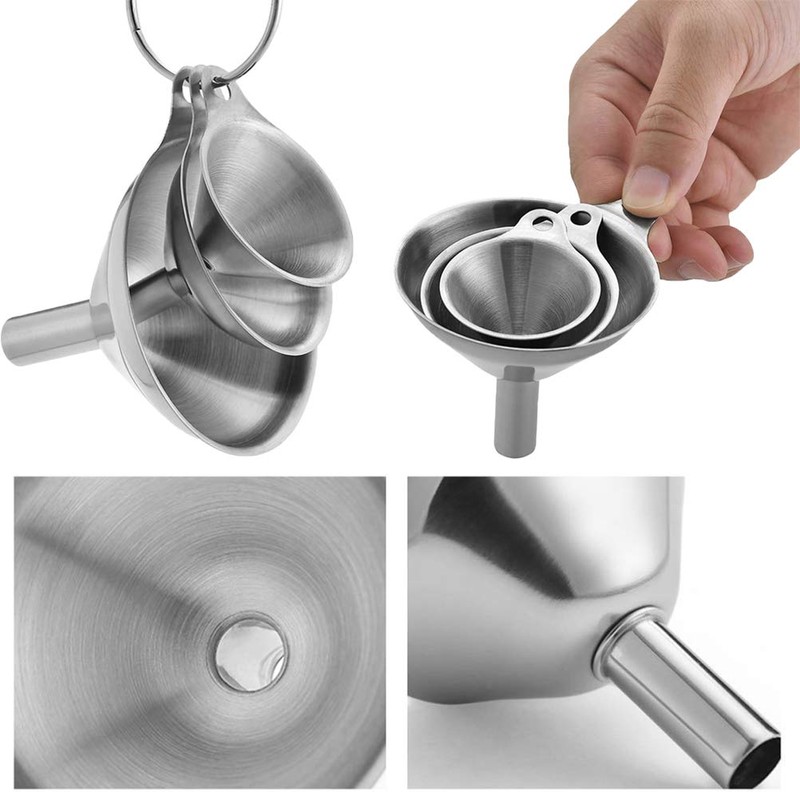 Metal Stainless Steel Funnel, Large Medium Small Funnel Set of