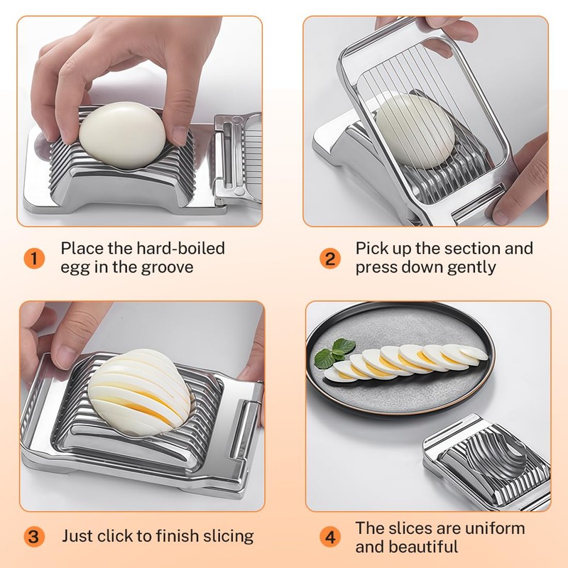 Stainless Steel Egg Slicer, Dishwasher Safe, Egg Divider, Strawberry Cutter,
