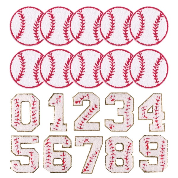 Zakrafo 20PCS Baseball Iron on Patch Softball 0-9 Number Patches