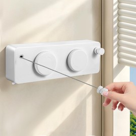 Contraxump Scalable Clothesline Extendable with High Load Capacity, Extendable Washing Line Resistance for Indoor and Outdoor Balcony, Double Rope 4.2 m (White)