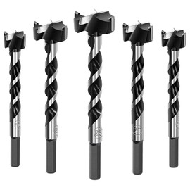 JONMON Forstner Drill Bits - 5Pcs Carbide Wood Hinge Hole Cutter, 16-25mm Woodworking Slabs Flat Wing Hole Drilling Tools with 1/4 Inch Hex Shank