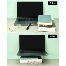 QWORK® Monitor Stand , Acrylic Laptop Stand , Acrylic Shelves , 30 x 15 x 10 cm , For Pc Computer Monitor , Laptop