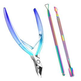 Nagelhautschieber,Nagelzange,3 Stück Nagelhaut Schiebe Set & Nagel,Nagelhautschieber Edelstahl,Bunt Farbverlauf