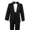 Boys Black Tuxedo with Tail Outfit Set (Medium (6-12 Months))