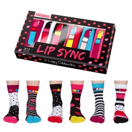 Lip Sync Lipstick Oddsocks Socks in 37-42 in Set of 6