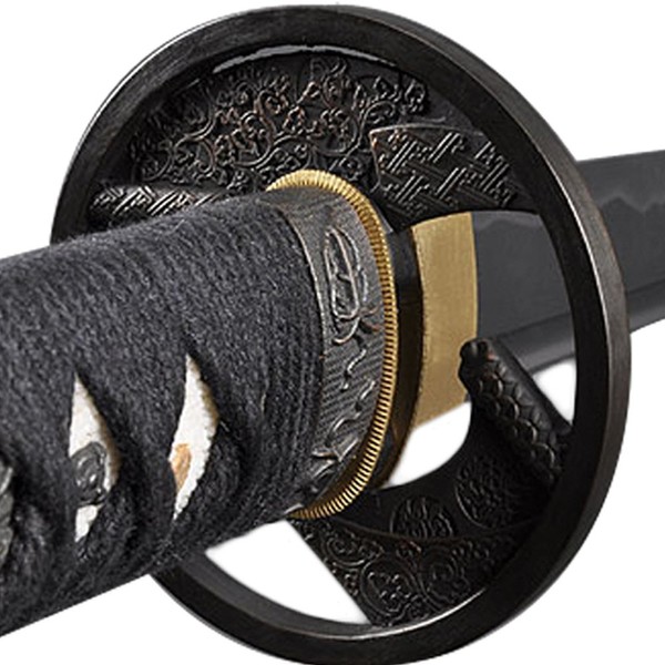 Handmade Sword - Samurai Sword Katana, Functional, Hand Forged, 1045/1060 Carbon Steel, Heat Tempered/Clay Tempered, Full Tang, Sharp, Wooden Scabbard (Files Pattern)