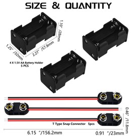 WMYCONGCONG 5 Pack 4 x 1.5V AA Battery Holder with Snap Connector and Hard Plastic Housing T Type Wire (4AA)
