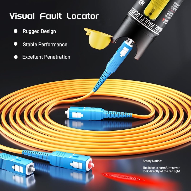 Visual Fault Locator, 100mW Fiber Optic Cable Tester Meter VFL