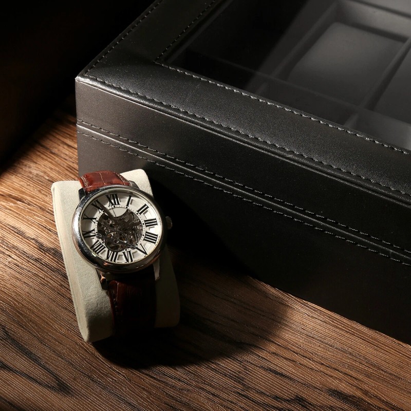 UTEN 24 Slots Watch Box Large PU Leather Jewelry Organizer