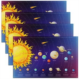 jejeloiu Kids Placemats for Dining Table Educational Table Place Mats Set of 4 Kids Universe Solar System Planets Fabric Table Mats Placemat Ultra Soft Galaxy Blue Purple Decor Placemats 18"x12"