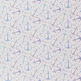 Mook Fabrics Maritime Fabric [45 in. Wide] – Lightweight, 100% Cotton Material for Quilting, Home Decor Accents | Arts, Crafts & Sewing, Watercolor Anchors White Cut by The Yard