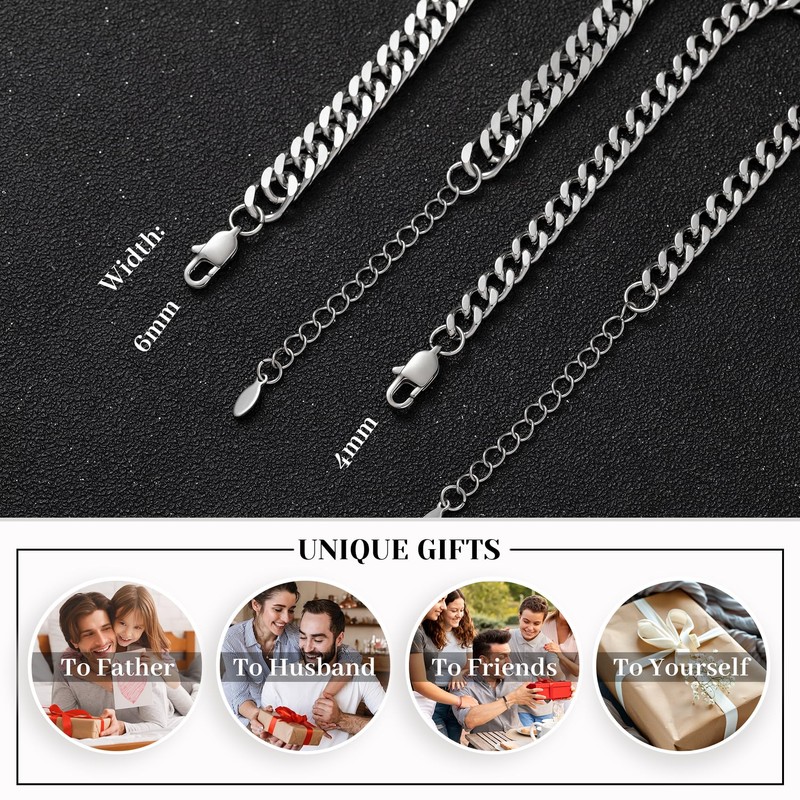 2 Pcs Stainless Steel Bracelet for Men Women Sturdy Silver