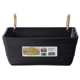 Little Giant Plastic Fence Feeder with Clips (Black) Heavy Duty Mountable Feed Trough Bucket for Livestock & Pets (4.5 Quart) (Item No. FF11BLACK)