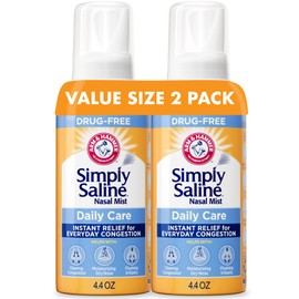 Arm & Hammer Simply Saline Daily Care Nasal Mist 4.4oz, Saline Nasal Spray, Drug-Free, 2-Pack