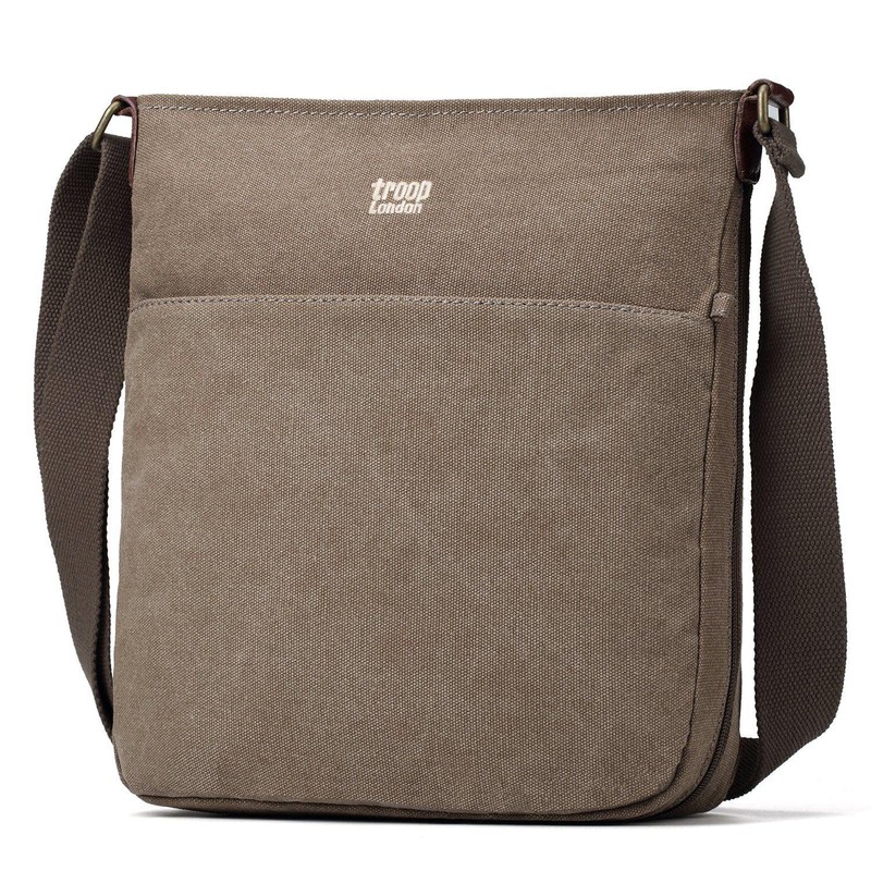 Troop London TRP0236 Classic Canvas Across Body Bag Ash Grey