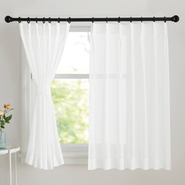 NICETOWN Type-3 Sheer Curtain, Linen-like Fabric, UV Protection, Hard to See From Outside, Dimming, Plain, Sun Protection, Stylish, Decorative, W x L 39.4 x 43.3 inches (100 x 110 cm), Natural