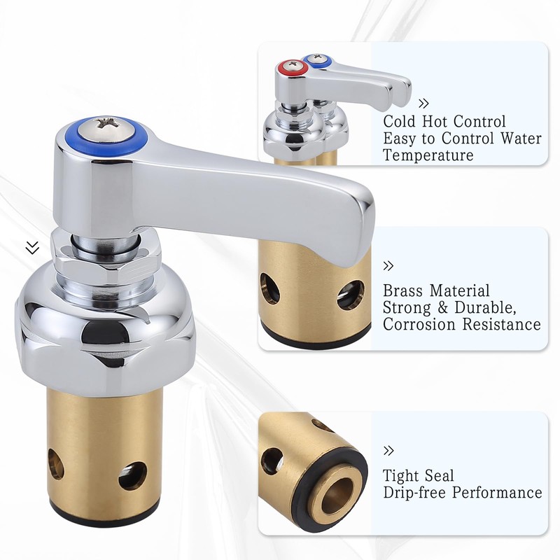 Hot and Cold Side Handle Stem Assembly for T&S Brass
