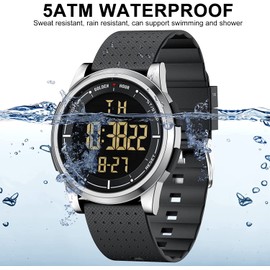 Affute Watches Men and Women’s Minimalist Sport 5 ATM Swimming Digital Waterproof Watch, Ultra Thin, Wide Angle Display, Rubber Strap, Wrist Watch for Boys, Girls, Minimalist