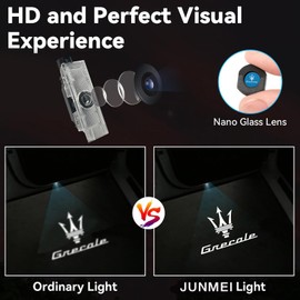 2PCS Never Fade Car Door Lights Logo Compatible with Maserati Accessories, Ghost Shadow Welcome Puddle Projection Light for Maserati Quattroporte Ghibli Grecale Levante (Grecale Logo)