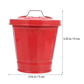 Hemobllo - Contenedor de basura de computadora, mini cubeta de basura con tapa, pequeño cubeta de basura de hierro para el hogar, cocina, oficina, encimera (rojo)