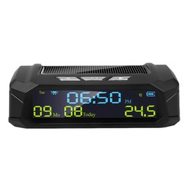 BGFAVCV Car Solar Digital Clock with LCD Time Date In-Car Temperature Display for Outdoor Personal Car Part Decoration B