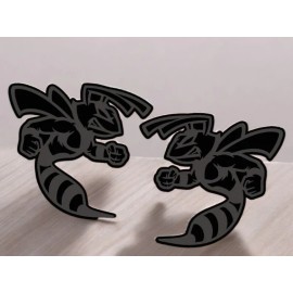 handmade Hornet Badges Emblem Black Eye, (2) BADGES, Fender Angry Agressive