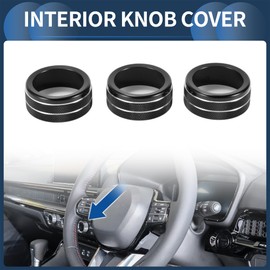 INFINAUTO AC Air Conditioner Media Volume Control Switch Knob Cover Ring, Interior Decal Trim for Honda CR-V 2023-2024 Black, 3 Pcs