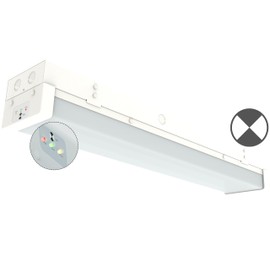 2FT LED Wraparound Emergency Stairwell Light, Battery Backup, IP20, 10W(1250lm)/20W(2500lm) Selectable, 5000K, 100-277V, Flush Mount Commercial LED Wrap Shop Ceiling Light Fixture for Warehouse, FCC