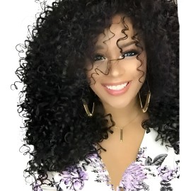 Jf Peluca Afro Negra Rizada Natural For Mujer Jf
