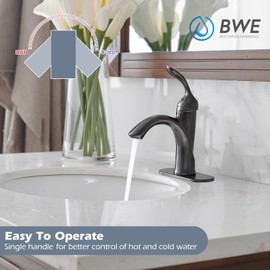 BWE Bathroom Sink Faucet with Drain Assembly with Overflow and Supply Line Single Handle Oil Rubbed Bronze Single Hole Lavatory Basin Mix Tap