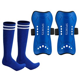Soccer Shin Guards for Youth Kids with Long Soccer Socks, 3 Sizes Shin Pads Child Calf Protective Gear Lightweight Adjustable Equipment for 3-15 Years Old Girls Boys Toddler Kids Teenagers(S)