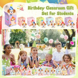 Blueweenly 24 Set Birthday Classroom Gifts for Students Mini Stuffed Animals Bulk with Gift Box Tiny First Day of School Plush Keychains for Birthday Party Goodie Bag Rewards Prizes(Dogs)