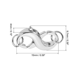 PATIKIL Double Lobster Clasp, Necklace Clasps and Closures Necklace Extender Copper with Ring for DIY Jewelry Repair Kit Bracelet Closing, Silver