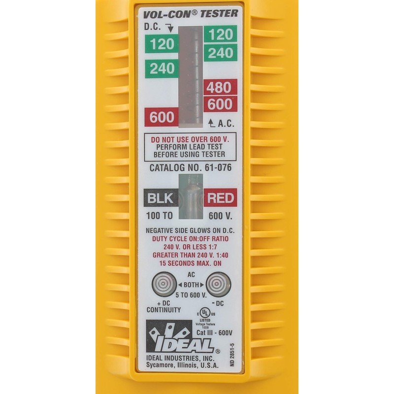 IDEAL Electrical 61-076 Vol-Con Solenoid Voltage Tester with Vibration Mode,